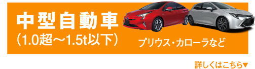 中型自動車（1.0超〜1.5t以下） プリウス・カローラなど 詳しくはこちら▼